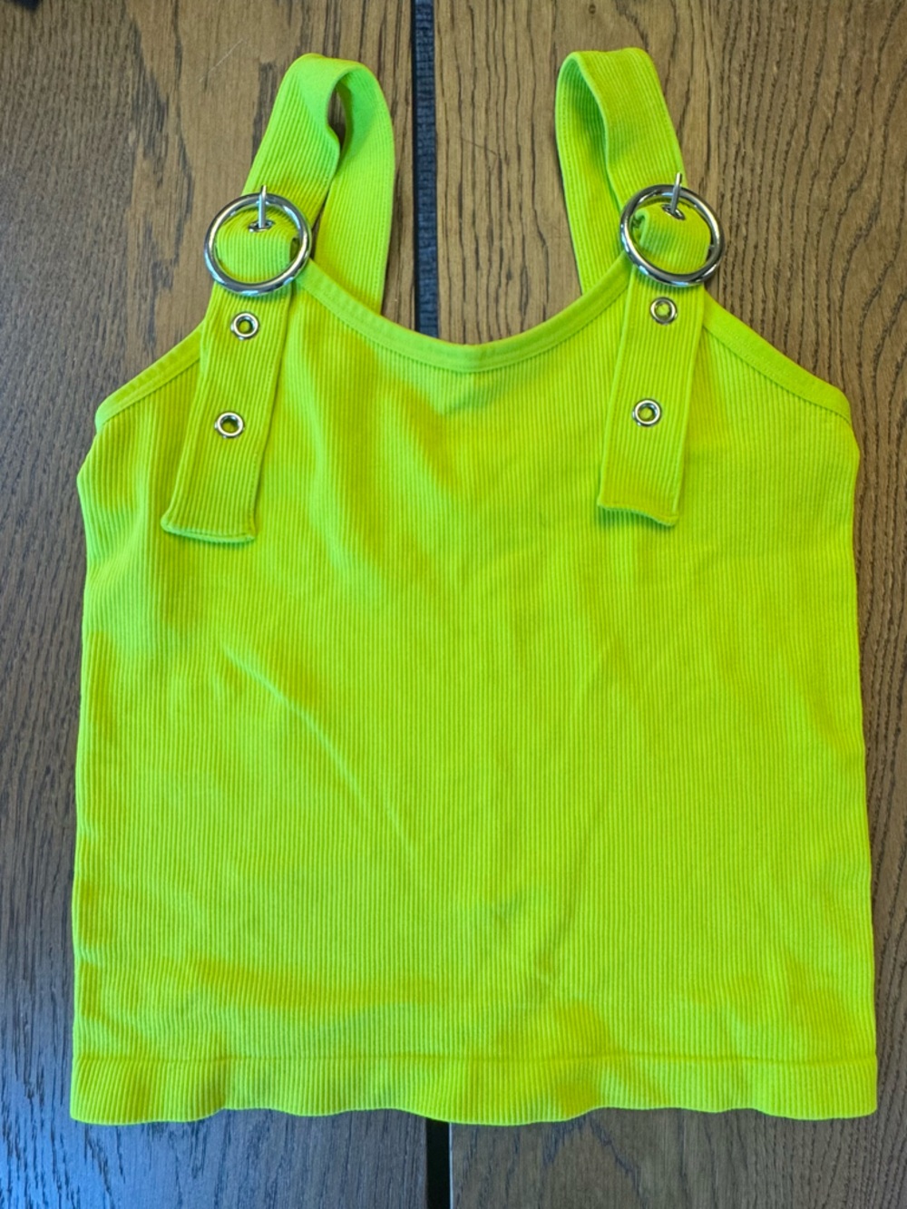 FCT with Love Basics Bright Yellow Green Buckle Tank‎ Crop Top  Small